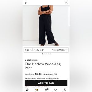 COPY - Madewell Harlow Wide leg pants, dark indigo, size 12